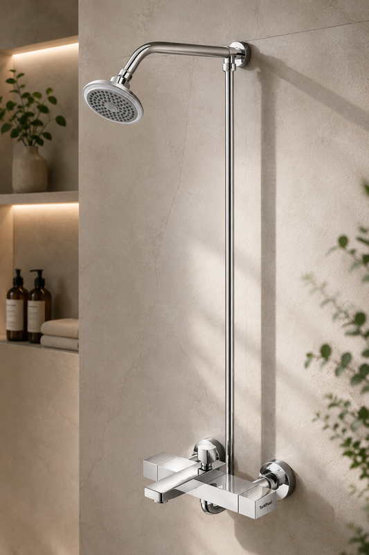 Turkplast Modern Square Design | Chrome Finish | Complete Shower Solution SANITARYHOMESUPPLIER