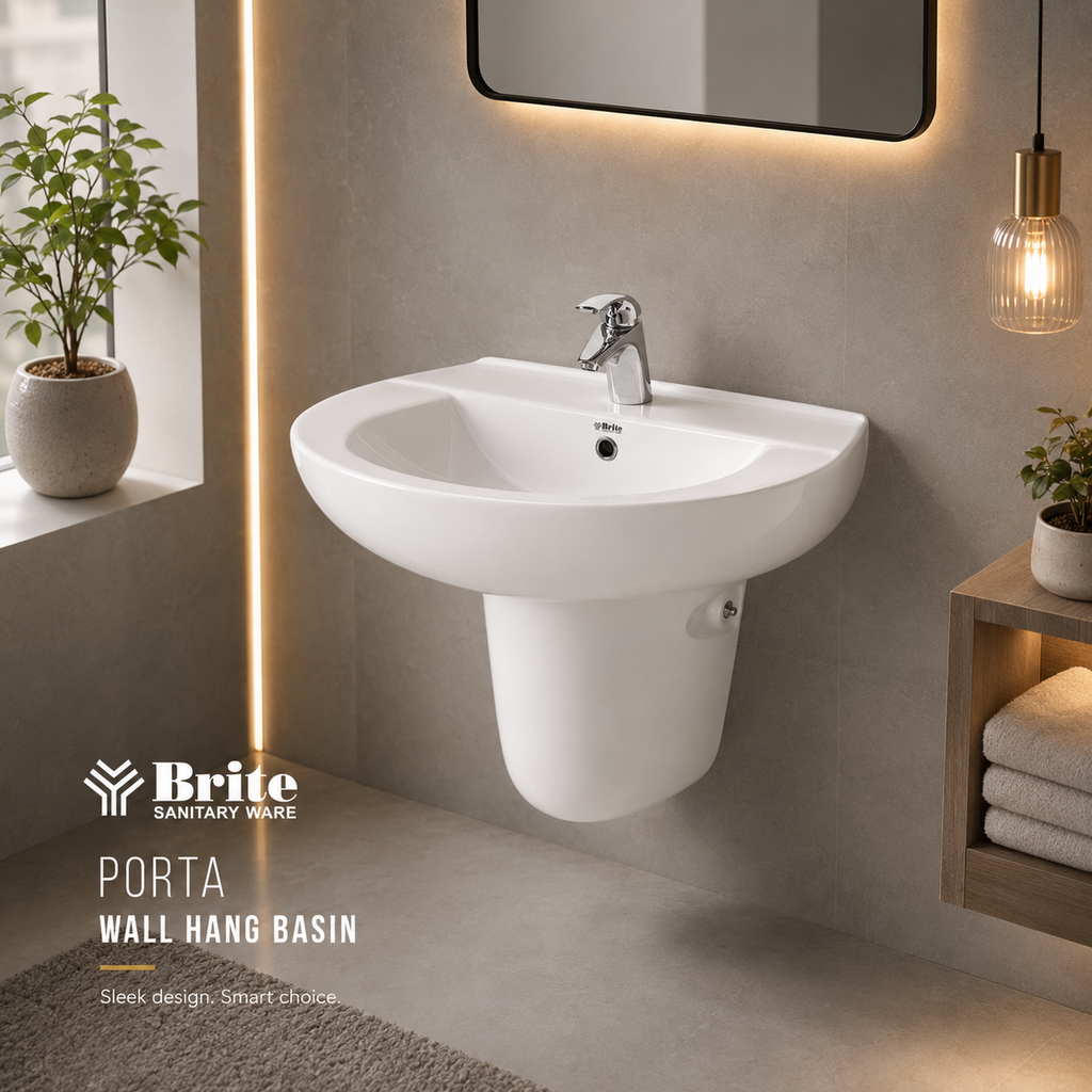Porta One Piece Wall Hang Basin by Brite Sanitary Ware SANITARYHOMESUPPLIER