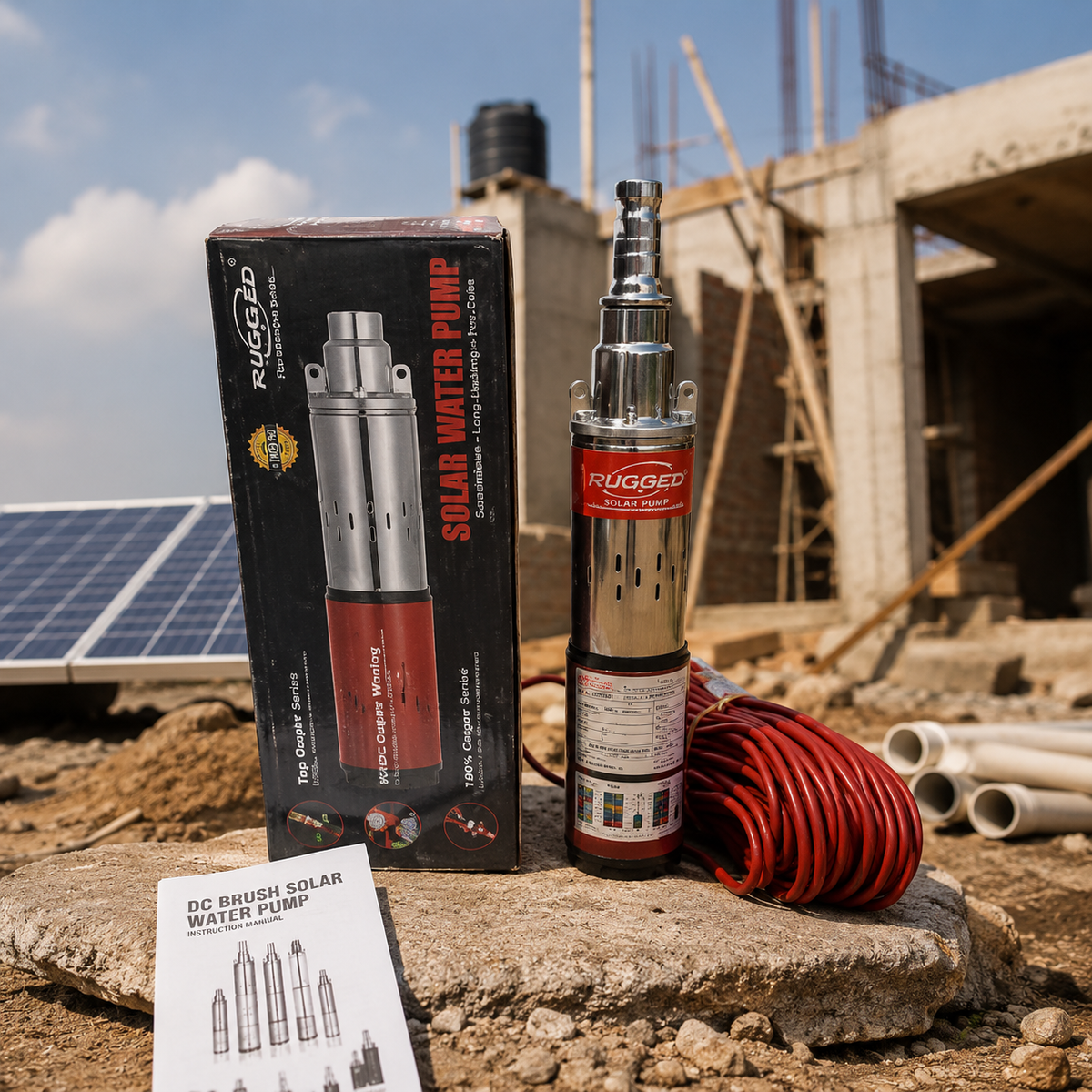 RUTANPUMP 24V DC Solar Water Pump with Red Cable – Submersible Solar Pump SANITARYHOMESUPPLIER