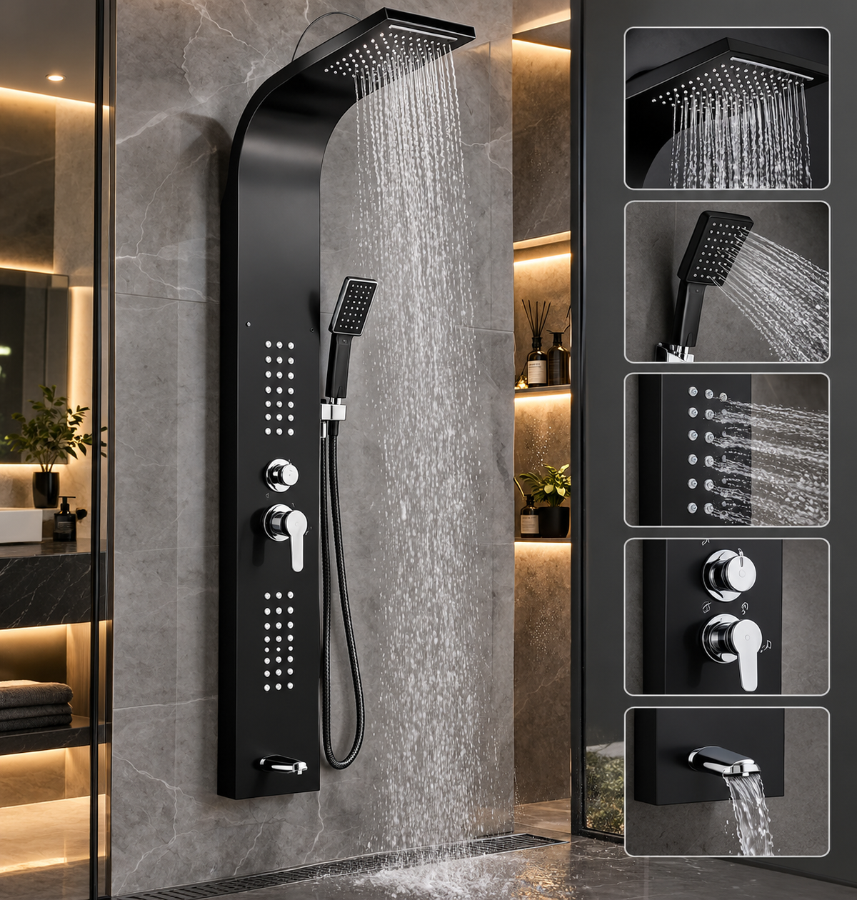 Luxury Stainless Steel Shower Panel FARHANTRADERS