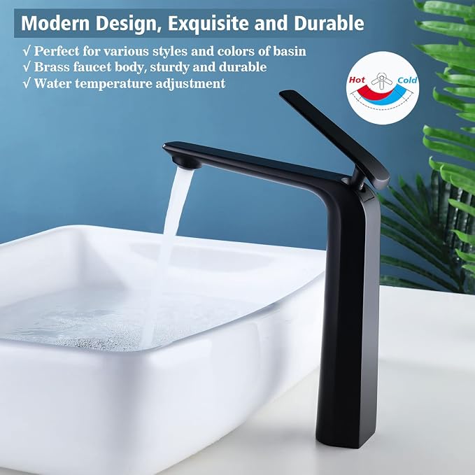 Matte Black & Chrome Basin Mixer
