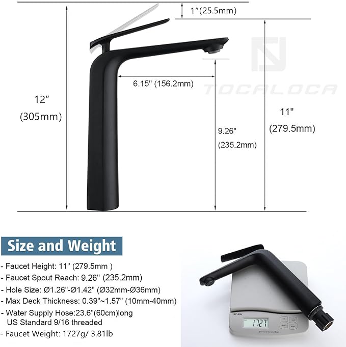 Matte Black & Chrome Basin Mixer
