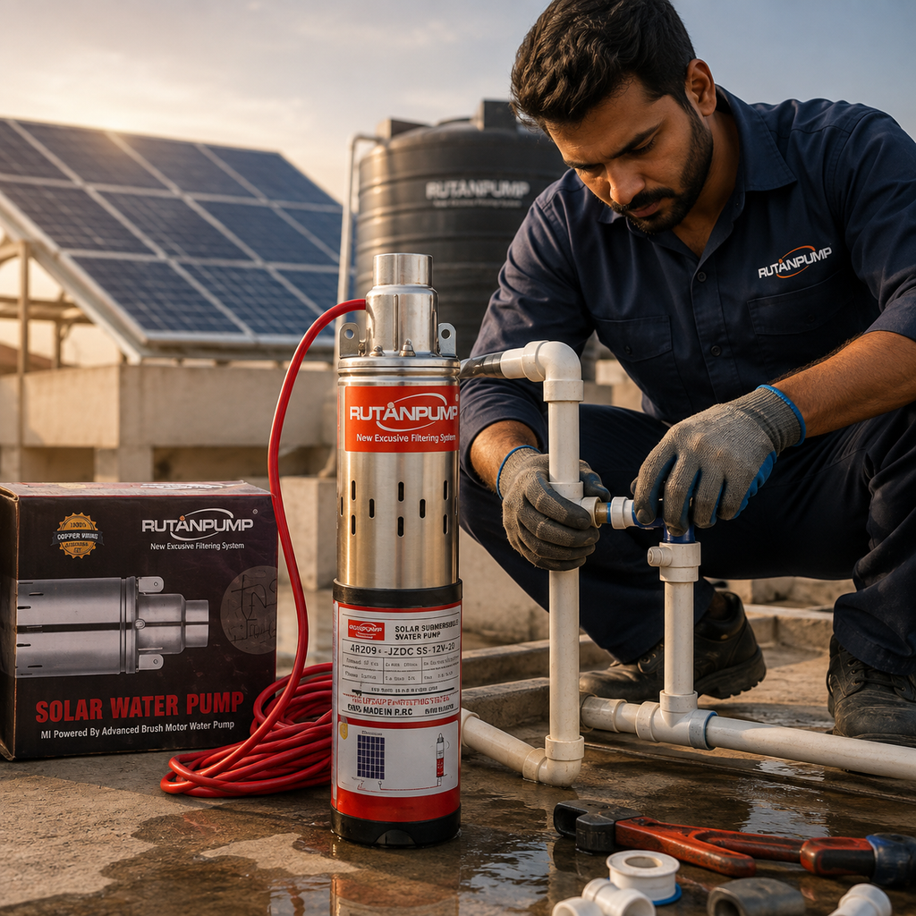 RUTANPUMP 24V DC Solar Water Pump with Red Cable – Submersible Solar Pump SANITARYHOMESUPPLIER