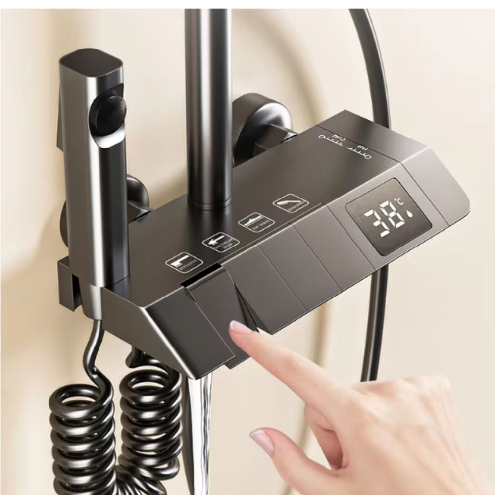 Black Piano LED Shower Set