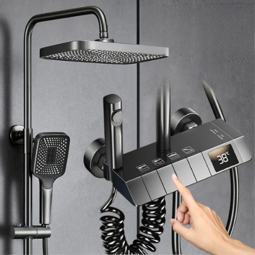 Black Piano LED Shower Set
