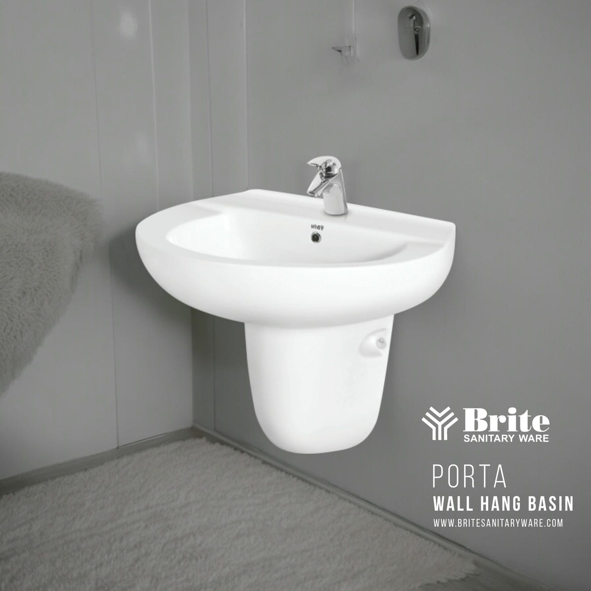 Porta One Piece Wall Hang Basin by Brite Sanitary Ware SANITARYHOMESUPPLIER