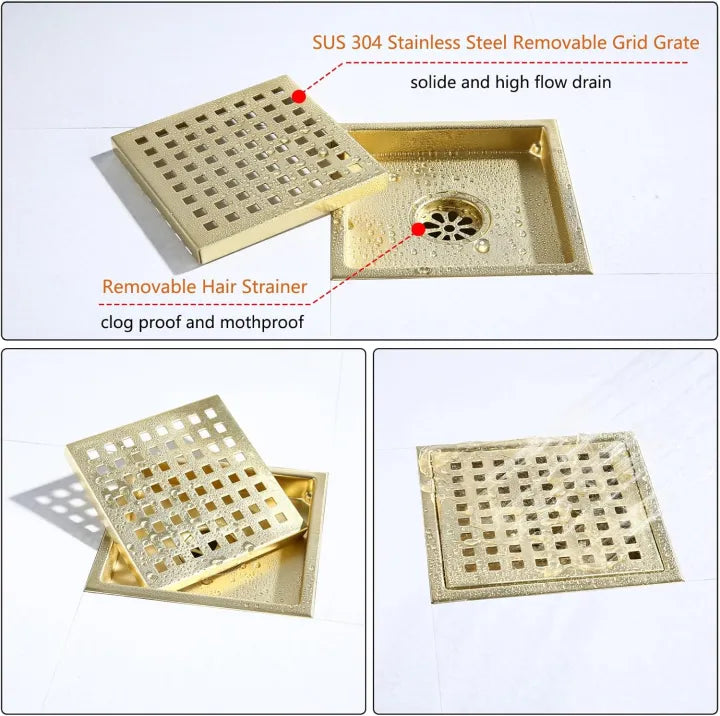 Rustproof 6×6 Inch Tile Insert Drain
