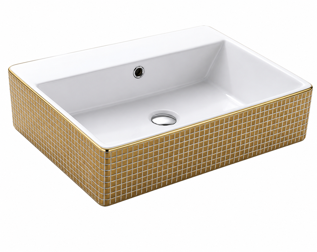 Luxury Gold Mosaic Art Basin with Designer Faucet SANITARYHOMESUPPLIER