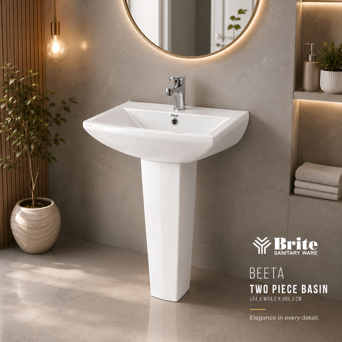 Beeta Two Piece Basin by Brite Sanitary Ware SANITARYHOMESUPPLIER
