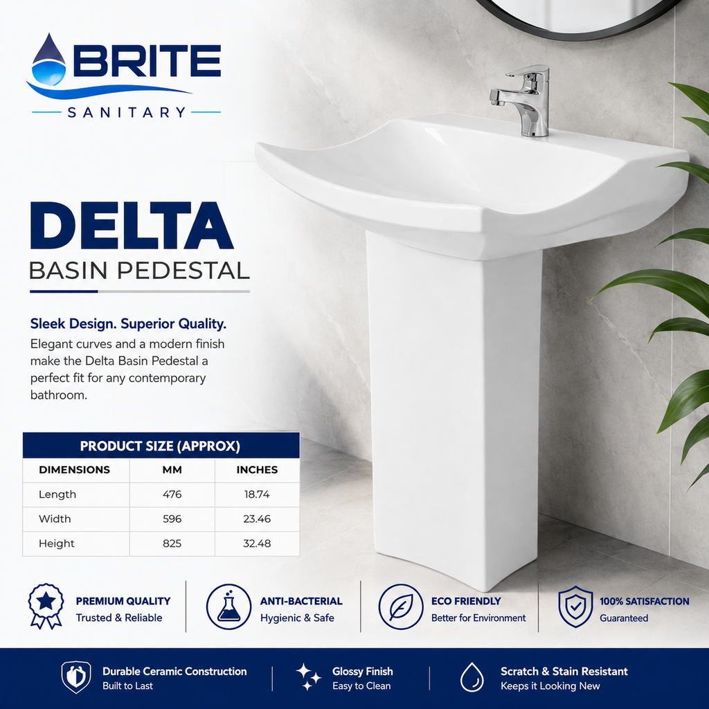 Delta Wash Basin Pedestal – Brite Sanitary Ware SANITARYHOMESUPPLIER