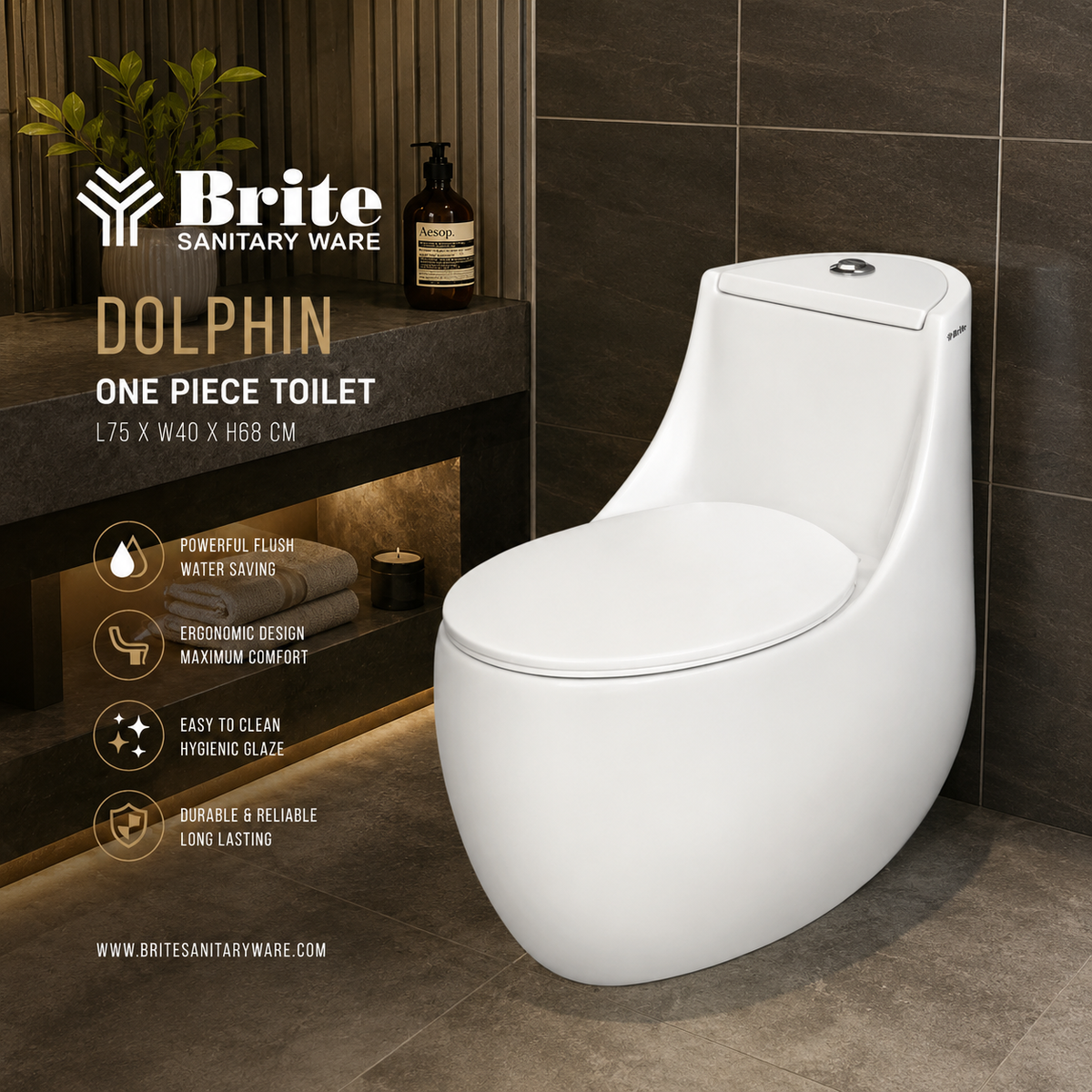 Dolphin One Piece Cito by Brite Sanitary Ware SANITARYHOMESUPPLIER