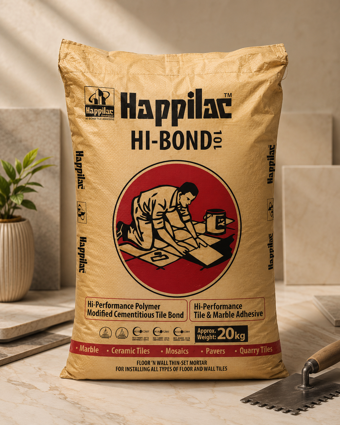 Happilac Hi-Bond 20KG – High-Performance Tile & Marble Adhesive SANITARYHOMESUPPLIER