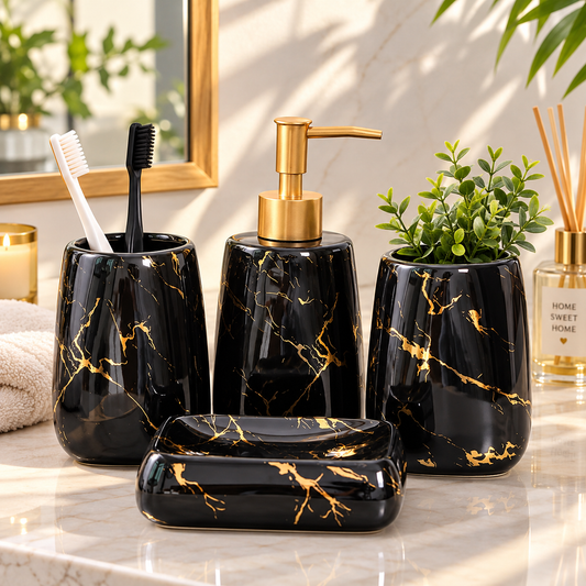 Luxury Marble Design 4-Piece Bathroom Accessories Set SANITARYHOMESUPPLIER