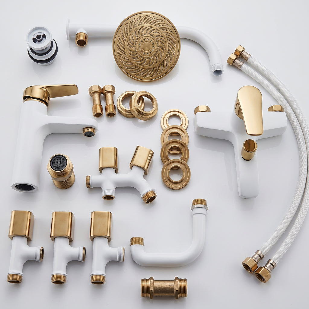 Golden White Luxury Shower Set